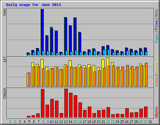 Daily usage for June 2013