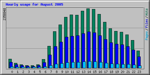 Hourly usage for August 2005