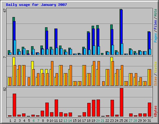 Daily usage for January 2007