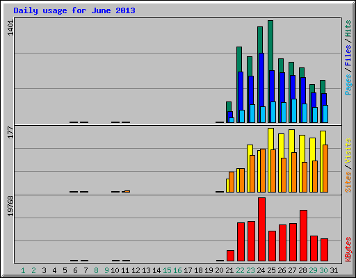 Daily usage for June 2013