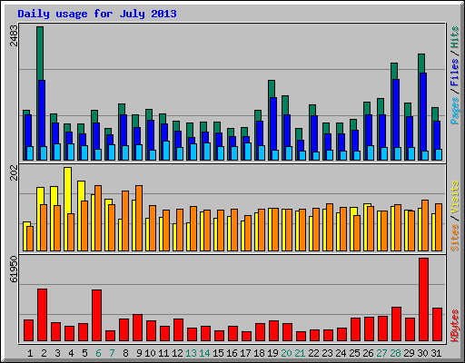 Daily usage for July 2013