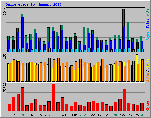 Daily usage for August 2013