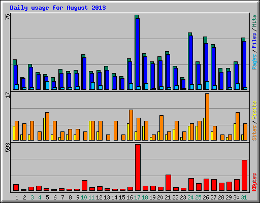 Daily usage for August 2013