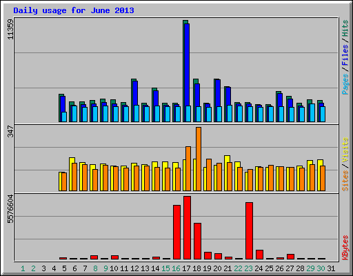 Daily usage for June 2013