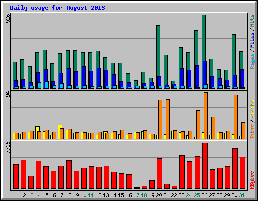 Daily usage for August 2013