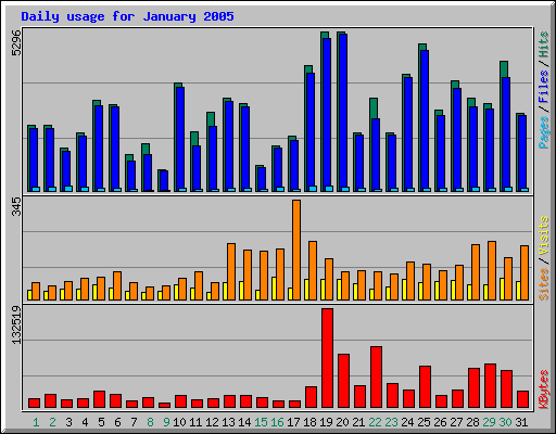 Daily usage for January 2005